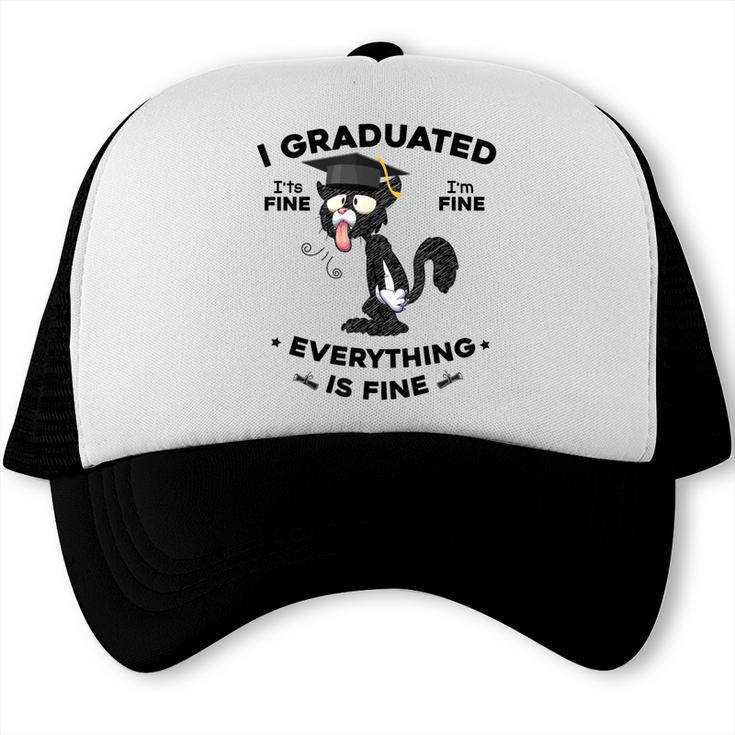 I Graduated Graduate Class 2025 Cat Graduation Trucker Cap