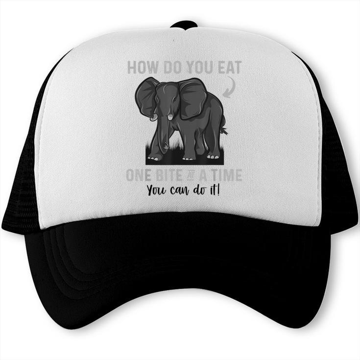 Graduation Apparel How To Eat Elephant One Bite At A Time Trucker Cap