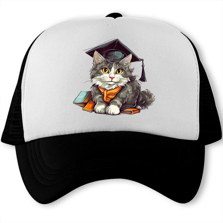 Graduation Cat Graduation Present For Graduate Grad Trucker Cap