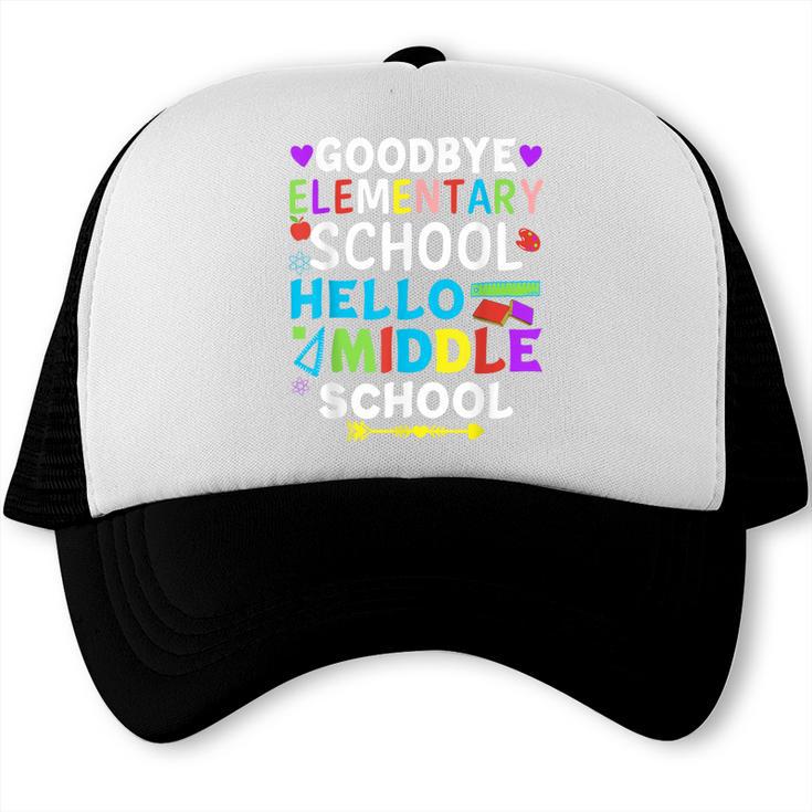 Graduation Shirt For 5th Grader Goodbye Hello Middle School Trucker Cap