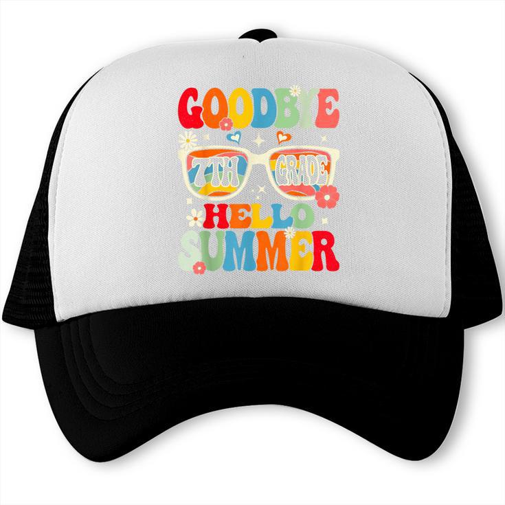 Groovy Goodbye 7th Grade Graduation Hello Summer Kids Trucker Cap