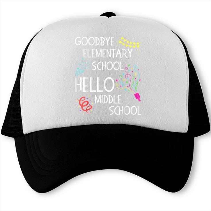 Hello Middle School Graduation Elementary School T-Shirt Trucker Cap