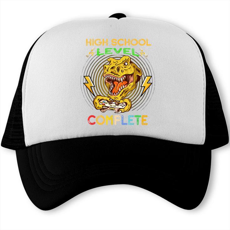 High School Level Complete Gamer Graduation Dinosaur 2021 Trucker Cap
