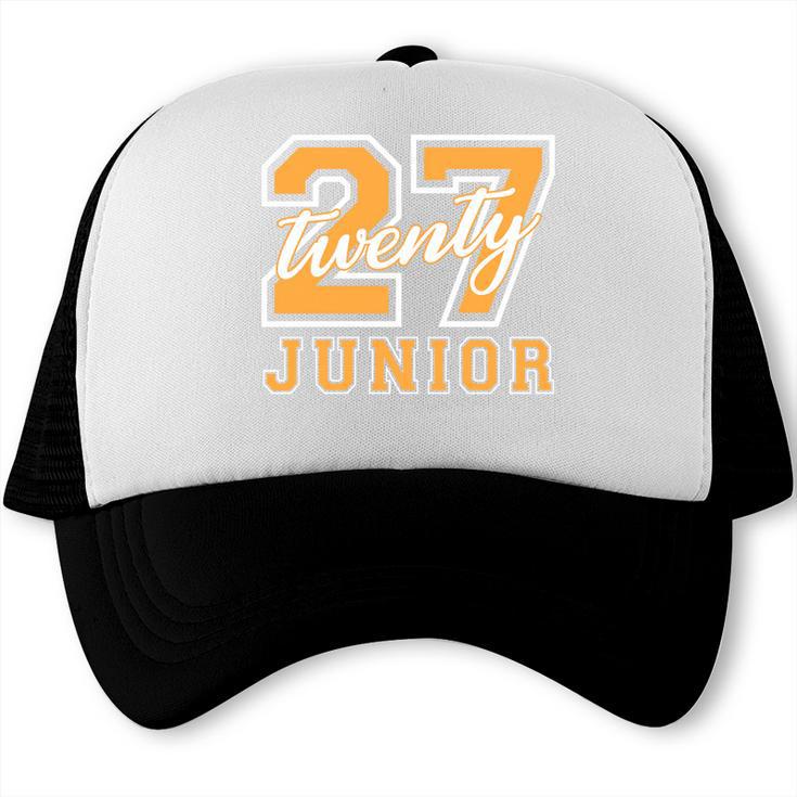 Junior Class 2027 Graduation Back To School Orange Letters Premium Tri-Blend Trucker Cap