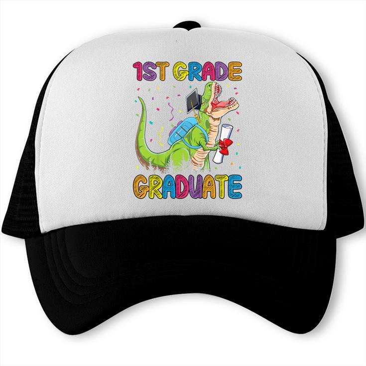 Kids 1st Grade Graduate Dinosaur Trex 1st Grade Graduation Trucker Cap