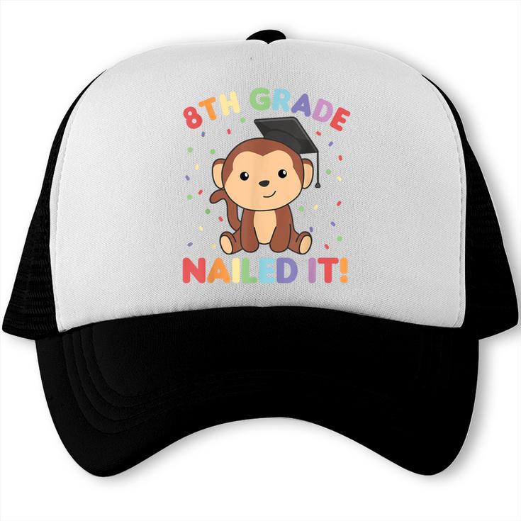 Kids 8th Grade Nailed It Monkey Graduation Trucker Cap