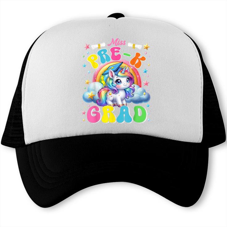 Kids Miss Pre-K Grad Graduation Cute Unicorn Rainbow Girls Trucker Cap