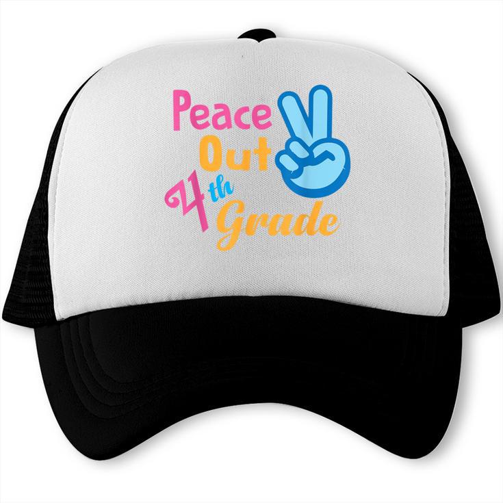 Last Day Of School Peace Out Grade 4 Graduation Kids Trucker Cap