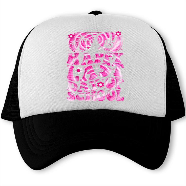 Last Day Of School Teacher Students School Graduation Groovy Trucker Cap