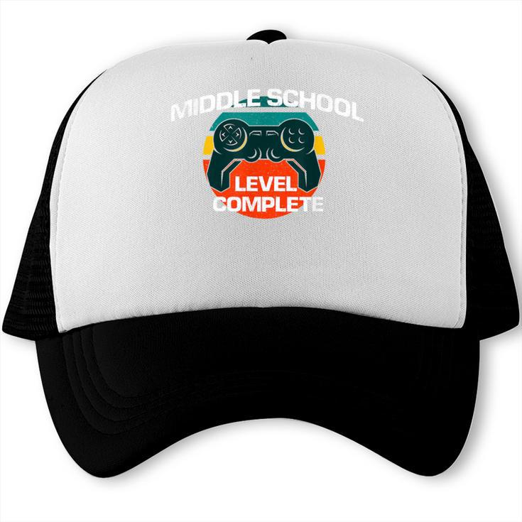 Middle School Graduation Gaming Vintage Level Complete Trucker Cap
