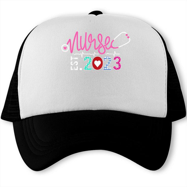 Nurse Graduation RN Nursing School Nurse Established 2023 Trucker Cap