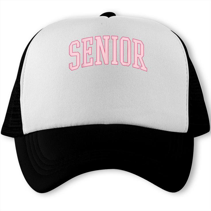 Preppy Varsity Pink Senior Graduation Trucker Cap