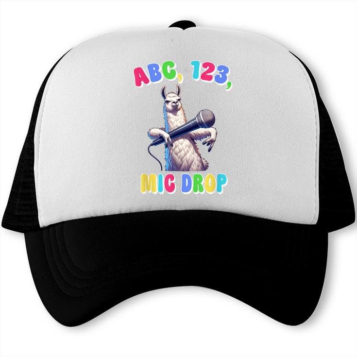 Preschool Graduate Shirt ABC 123 Mic Drop Llama Graduation Trucker Cap
