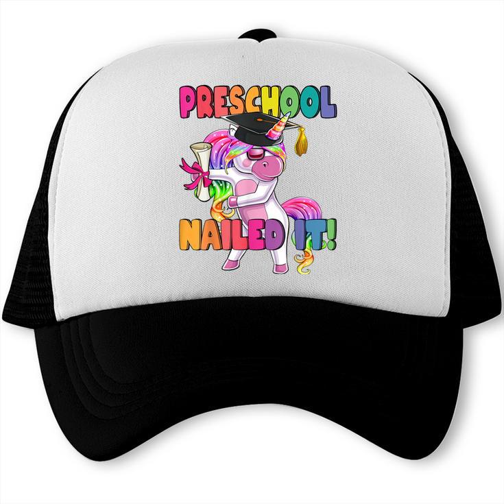Preschool Nailed It Flossing Unicorn Graduation Shirt Trucker Cap