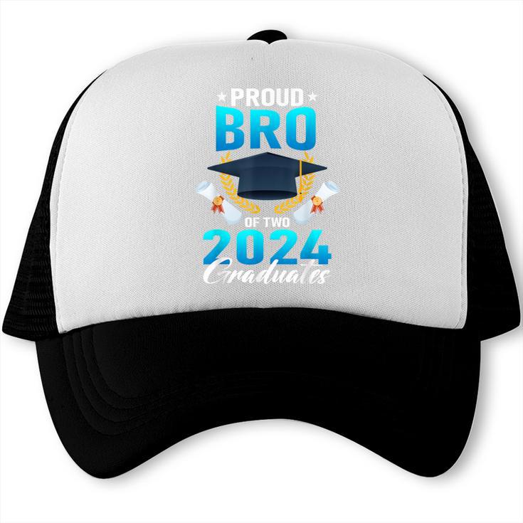Proud Brother Of Two 2024 Graduates Twin Family Graduation Trucker Cap