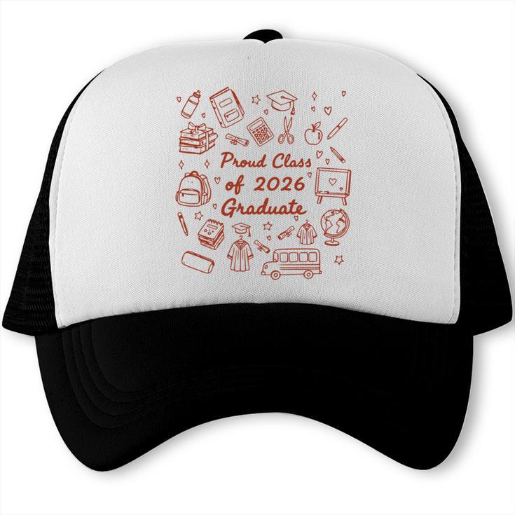 Proud Class Of 2026 Graduate Doodle Senior Graduation Premium Tri-Blend Trucker Cap