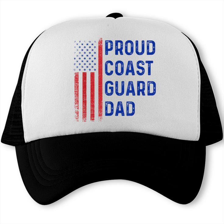 Retro Proud Coast Guard Dad Graduation Dad Usa Flag Outfit Trucker Cap