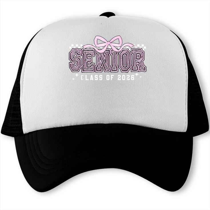 Senior 2026 Coquette Bow Class Of 2026 Graduation Graduate Trucker Cap