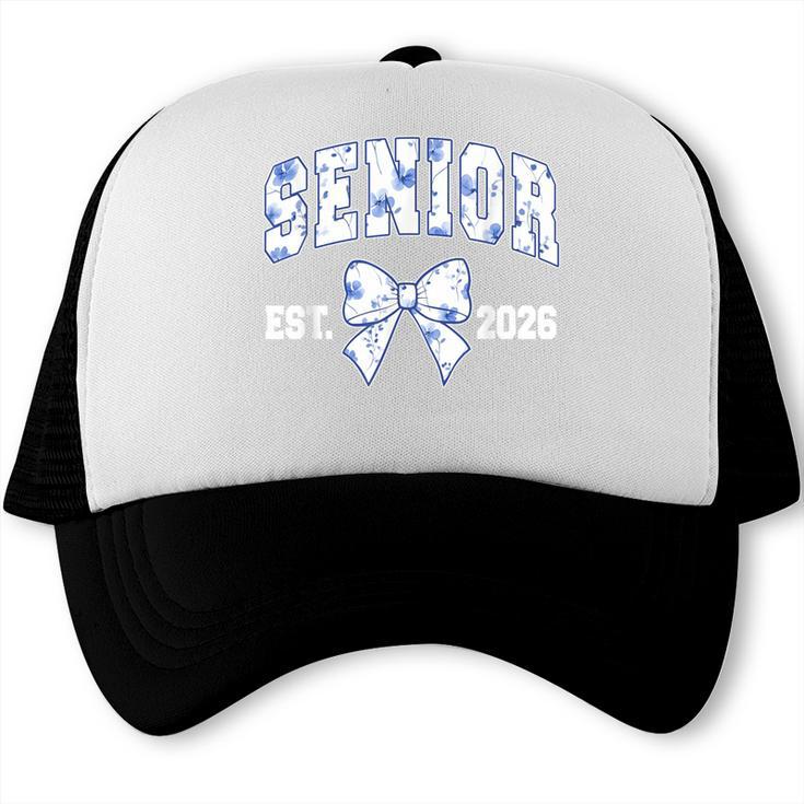 Senior Class Of 2026 Graduation Girly Floral Coquette Bow Trucker Cap