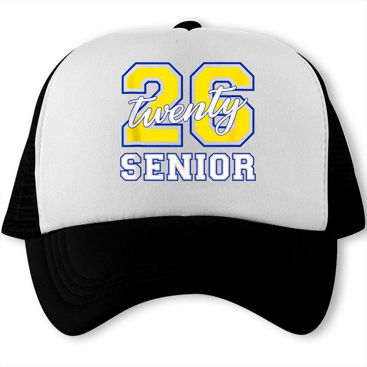 Senior Class 2026 Graduation Yellow Blue Letters Trucker Cap