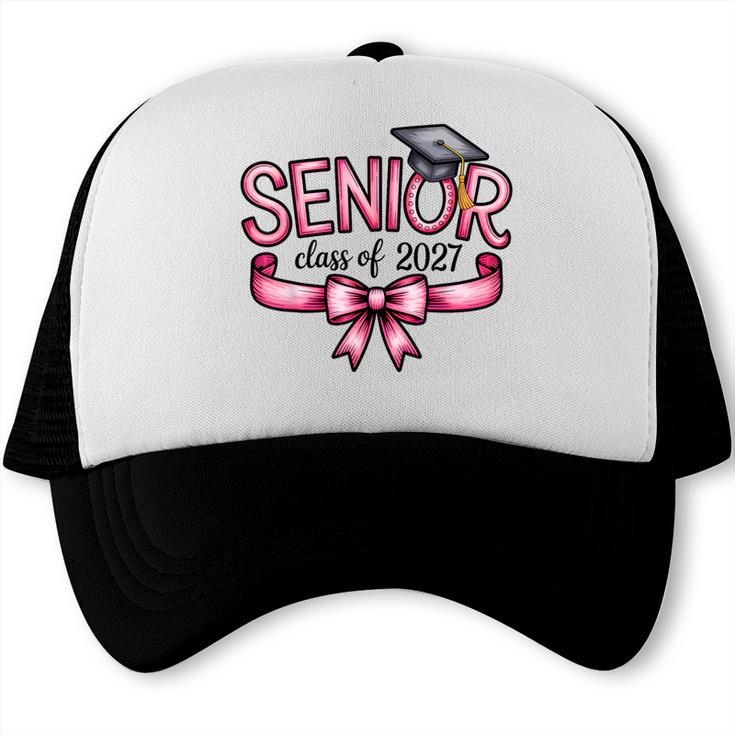 Senior Class Of 2027 Coquette Pink Bow Graduation 2027 Women Trucker Cap