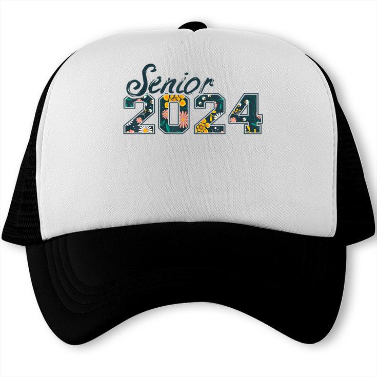Senior Graduation Class Of 2024 Cute Senior 2024 Flowers Trucker Cap