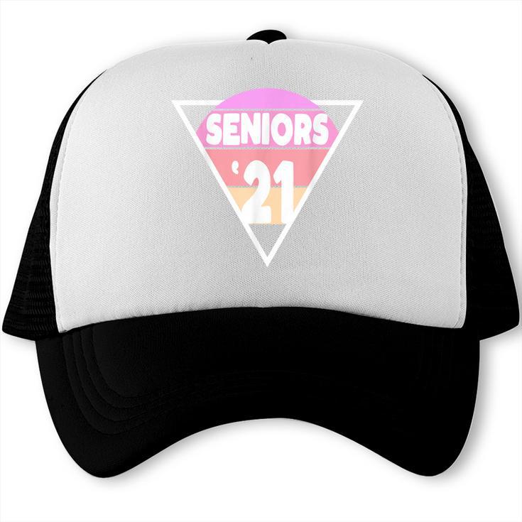 Seniors 2021 For Her Him Retro 21 Graduation Class Trucker Cap