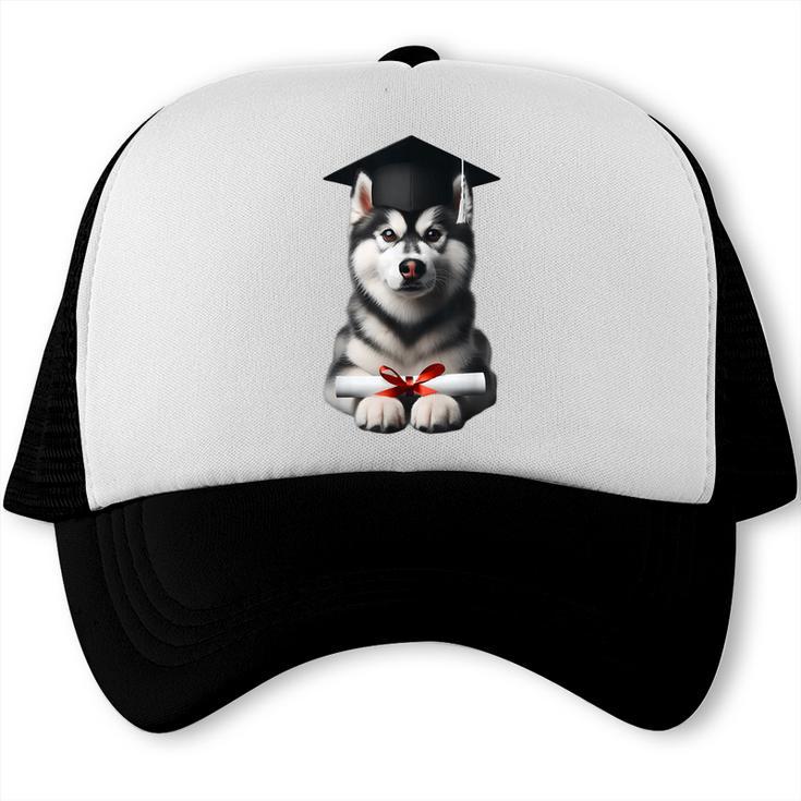 Siberian Husky Dog Graduation Cap Training School Graduate Men Women Kids Trucker Cap