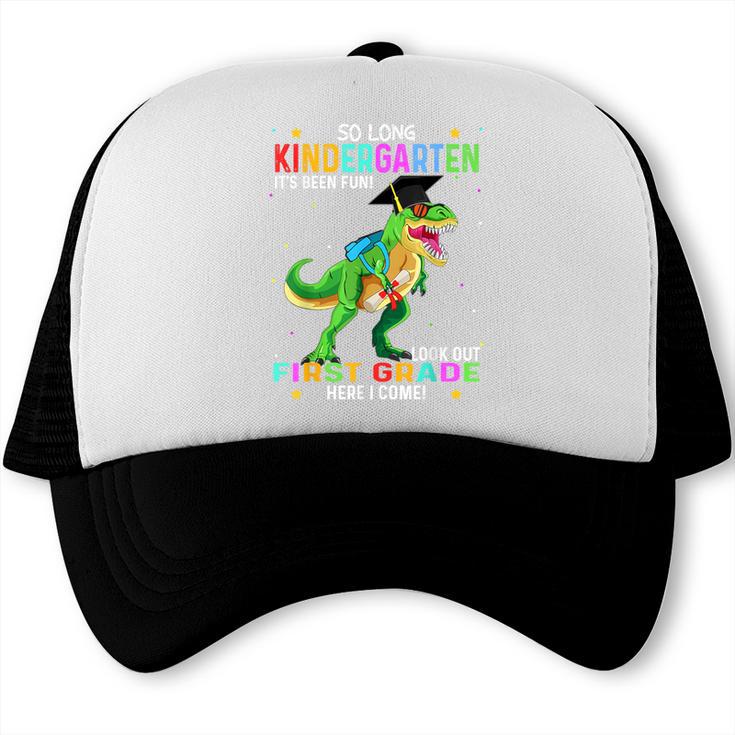 So Long Kindergarten Graduation Class 2025 Dinosaur Kids Trucker Cap