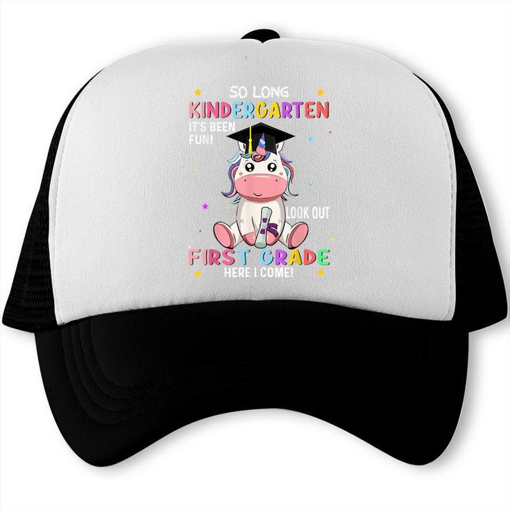 So Long Kindergarten Graduation Class 2025 Unicorn Girls Trucker Cap