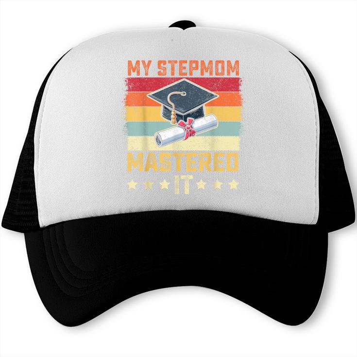 My Stepmom Mastered It Master's Degree Graduation Vintage Trucker Cap