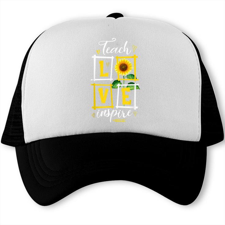 Sunflower Teach Love Inspire Cool Graduation Teacher School Trucker Cap