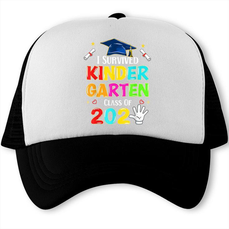 I Survived Kindergarten Graduation 2025 Graduate Boys Girls Trucker Cap