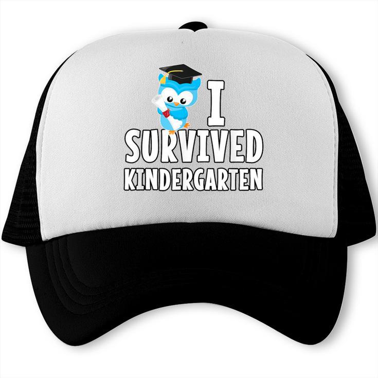 I Survived Kindergarten Graduation Kids Owl Grad Trucker Cap