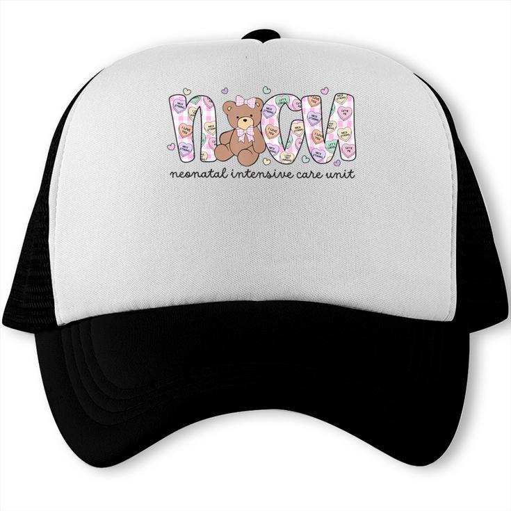 Valentines Day NICU Nurse Cute Bear Neonatal ICU Graduation Trucker Cap