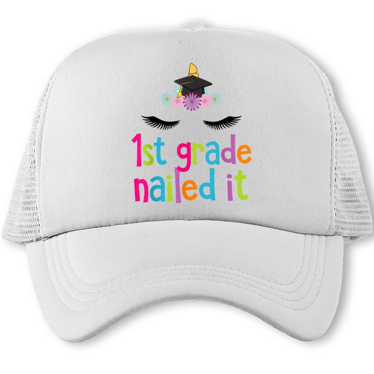 1st Grade Nailed It T Shirt Unicorn Graduation Class Of 2018 Trucker Cap