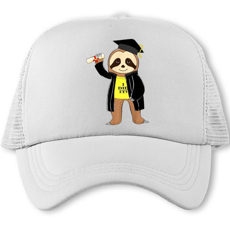 Class Of 2022 Sloth Graduation Masters College High School Trucker Cap