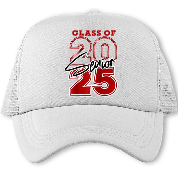 Class Of 2025 Senior 2025 Graduation Red Raglan Baseball Tee Trucker Cap