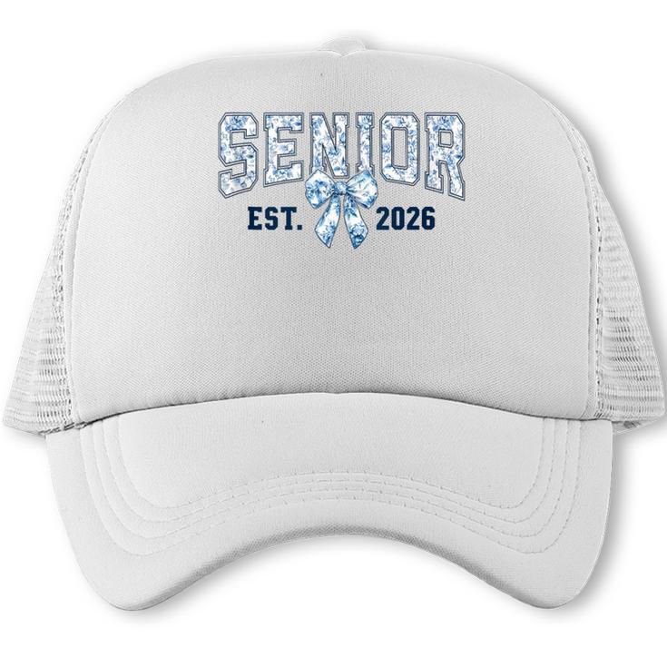 Class Of 2026 Senior 26 Coquette Bow Toile Preppy Graduation Trucker Cap