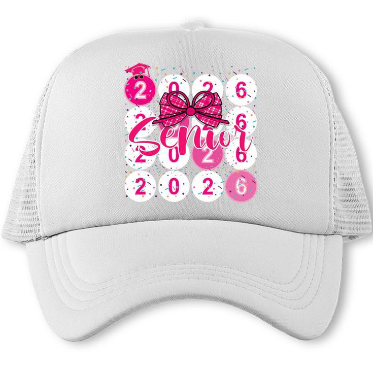 Class Of 2026 Senior Coquette Pink Bow Graduation Family Premium Tri-Blend Trucker Cap