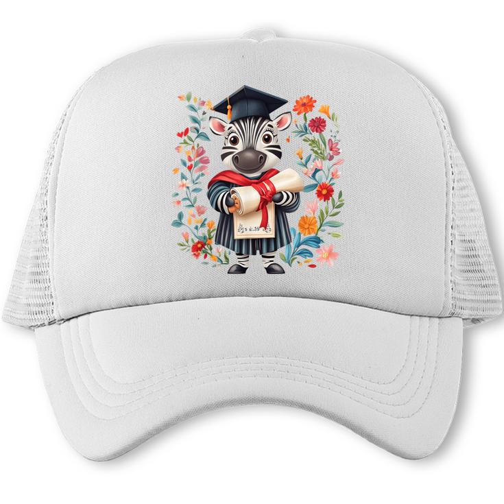 Cute Graduation Zebra Holding Diploma T Shirt Trucker Cap