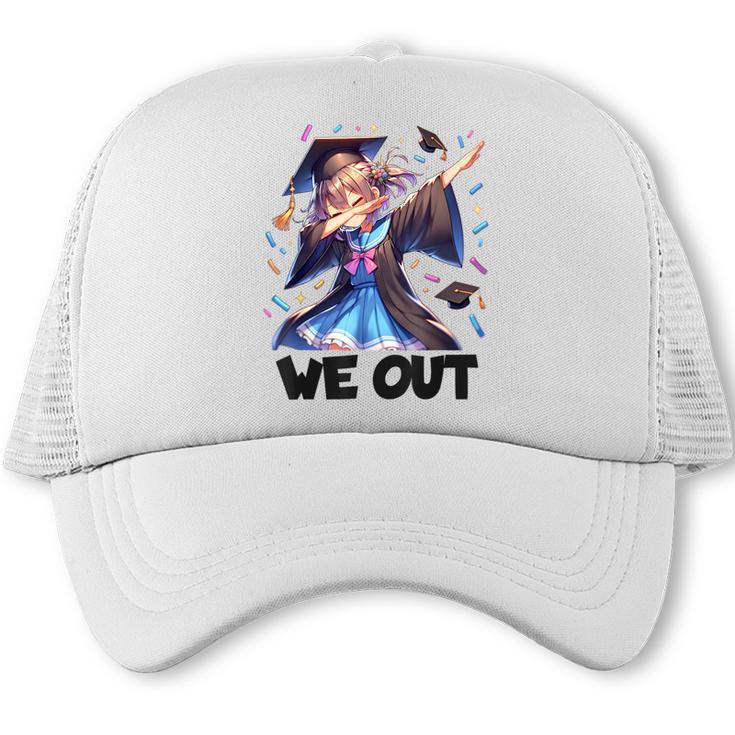 We Out Graduate Dabbing Anime Girl Grad Graduation Trucker Cap