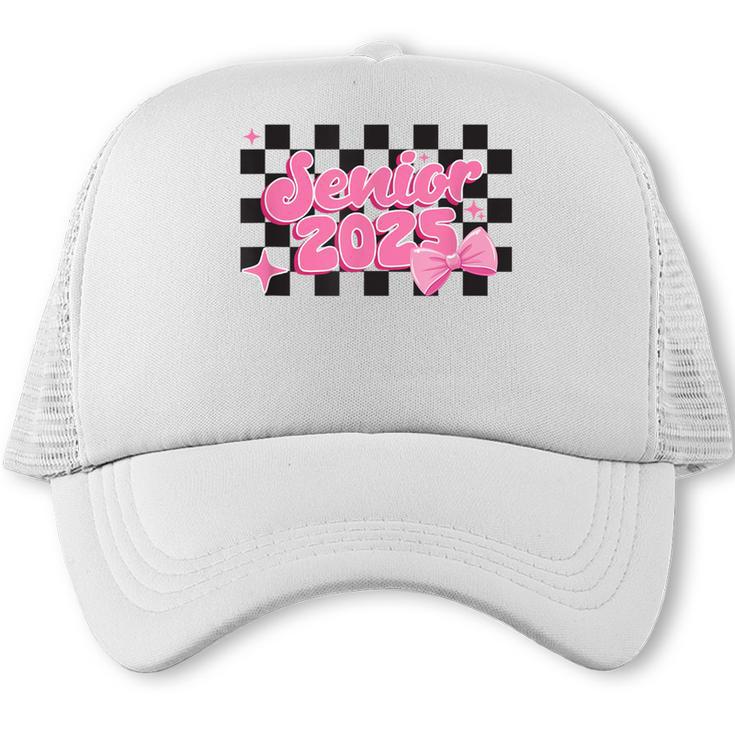 Groovy Senior Class Of 2026 Coquette Pink Bow Graduation Trucker Cap