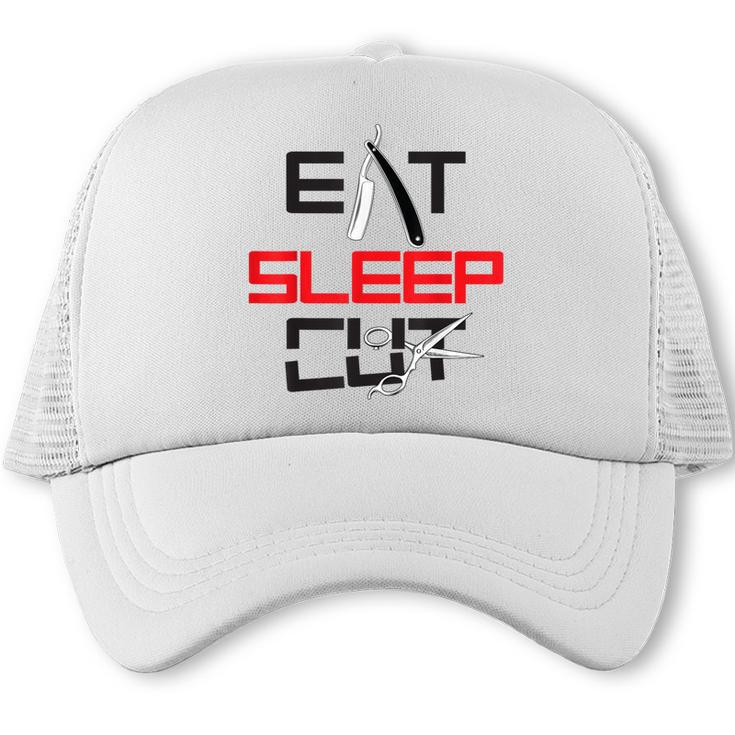 Haircutter Barber Eat Sleep Cut Barbering Graduation Trucker Cap