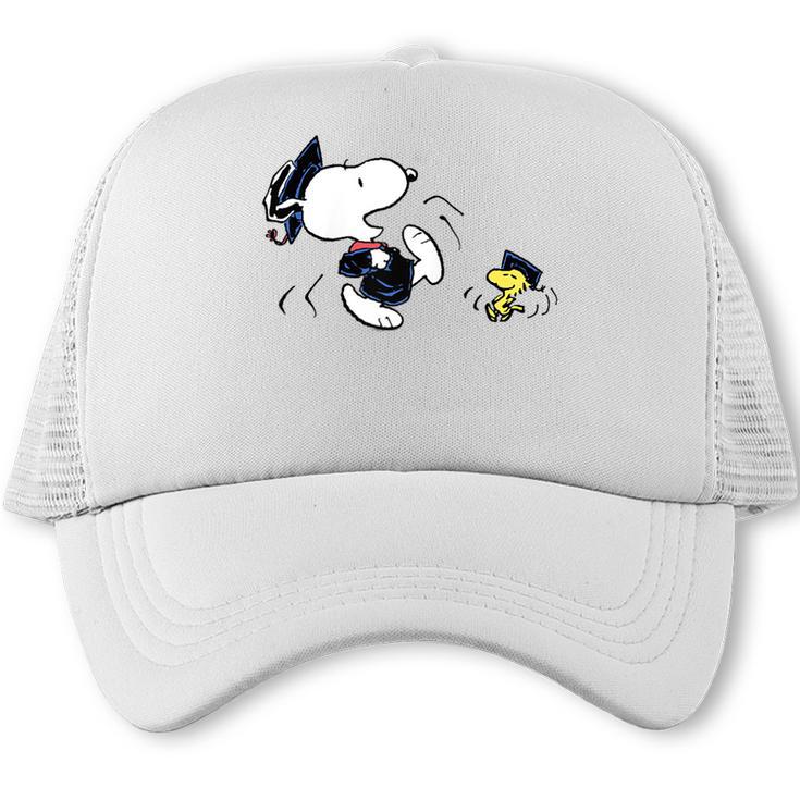 Peanuts Graduation Squad Snoopy Woodstock Raglan Baseball Tee Trucker Cap