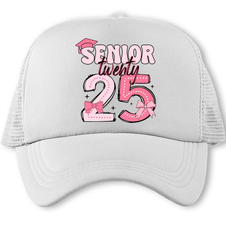 Pink Coquette Bow Senior 2025 Back To School Graduation Girl Trucker Cap