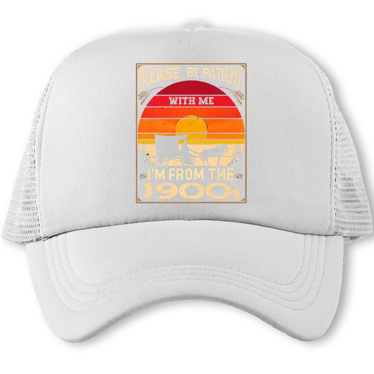 Please Be Patient I'm From The 1900s Sunset Vintage Wagon Premium Trucker Cap
