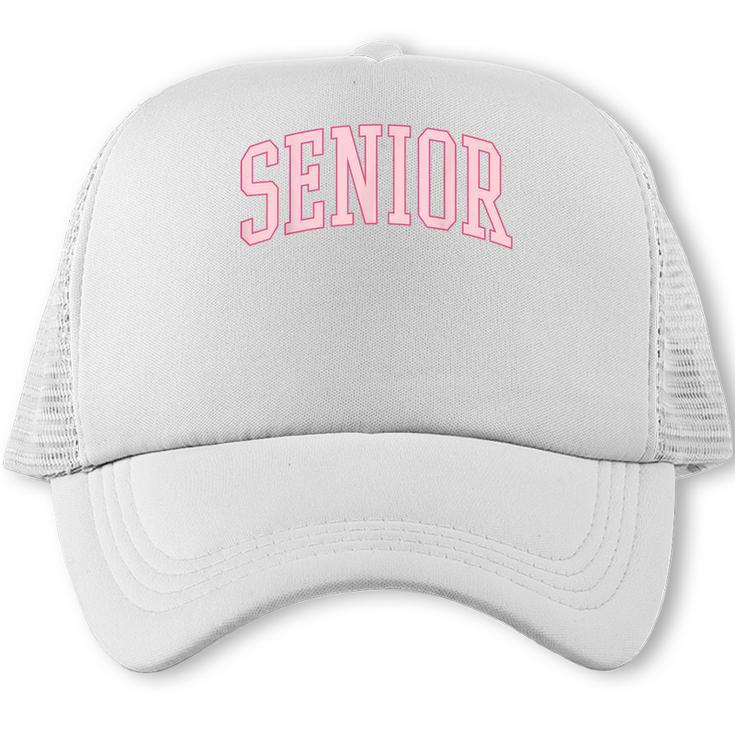 Preppy Varsity Pink Senior Graduation Trucker Cap
