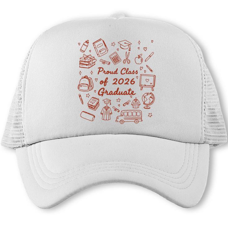 Proud Class Of 2026 Graduate Doodle Senior Graduation Premium Tri-Blend Trucker Cap