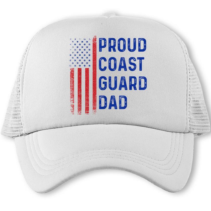 Retro Proud Coast Guard Dad Graduation Dad Usa Flag Outfit Trucker Cap